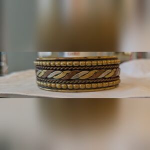 Gold and Brown Bangle Bracelet